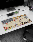 32x16 inches anime mouse pad featuring players frozen mid-jump for a spike over the net on polished court.