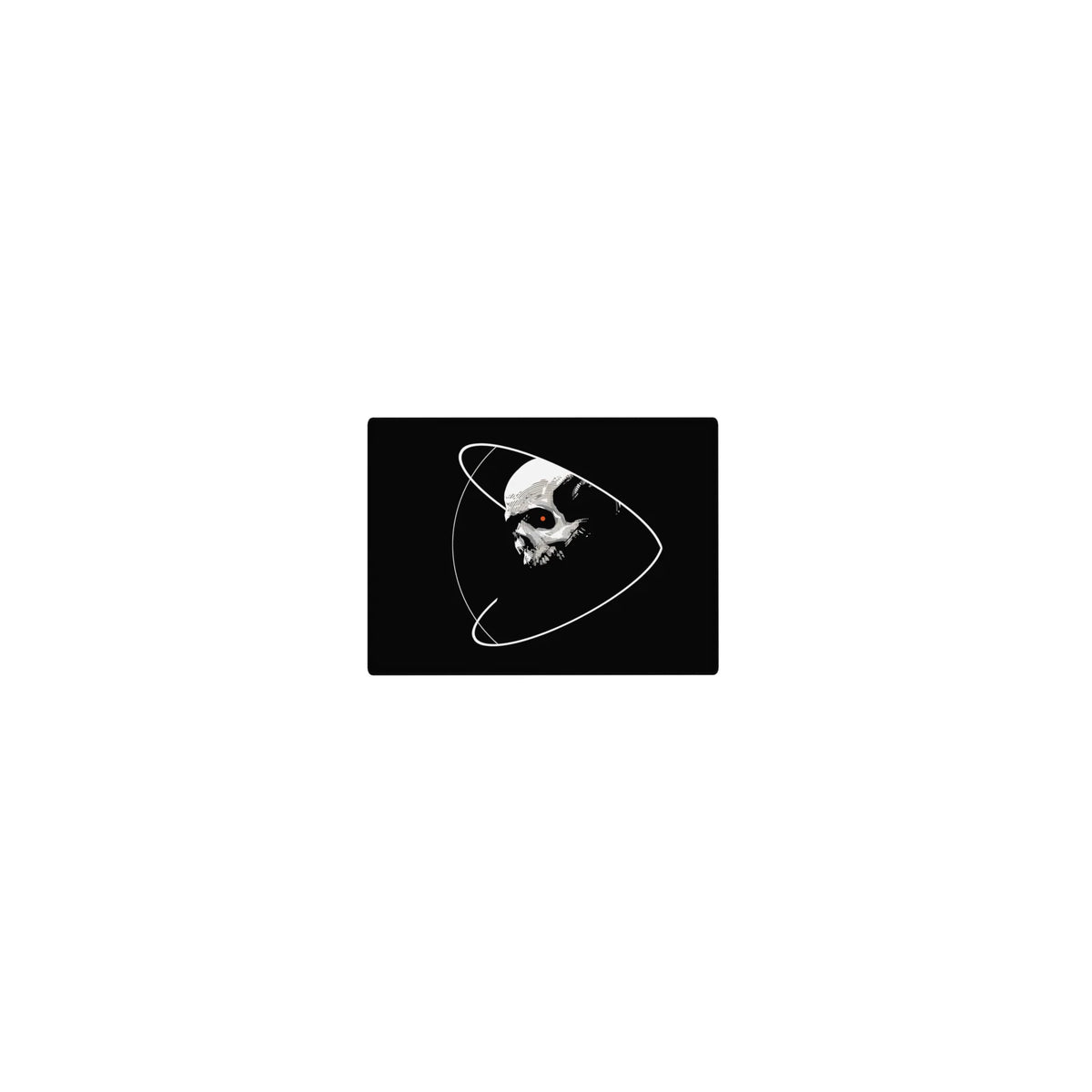 Midnight skull with white orbit lines classic mouse pad, 14x10 inches.