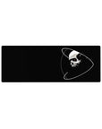 Skull and orbit-line cosmic desk mouse pad, 32x12 inches, sleek oversized surface for smooth tracking.