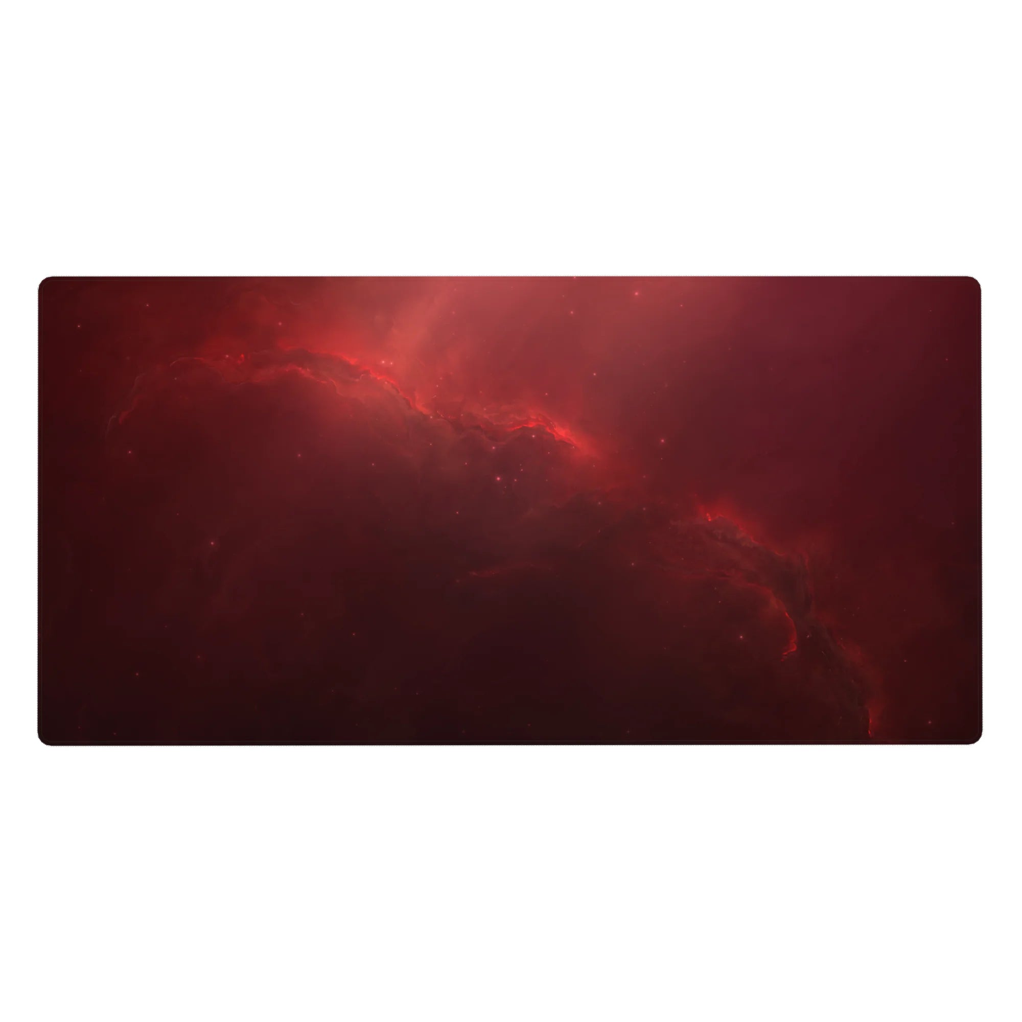 Deep wine-red nebula galaxy desk pad mouse pad, 40x20 inches, smoky gradient with subtle star specks.