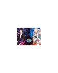 Split-screen classic anime girl mouse pad 14x10 inches with two rival spellcasters and magical orbs.