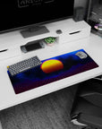 Retrowave - Vaporwave Deskmat | Mousepad | Deskpad - Cosmic Sunset Grid - AniChan