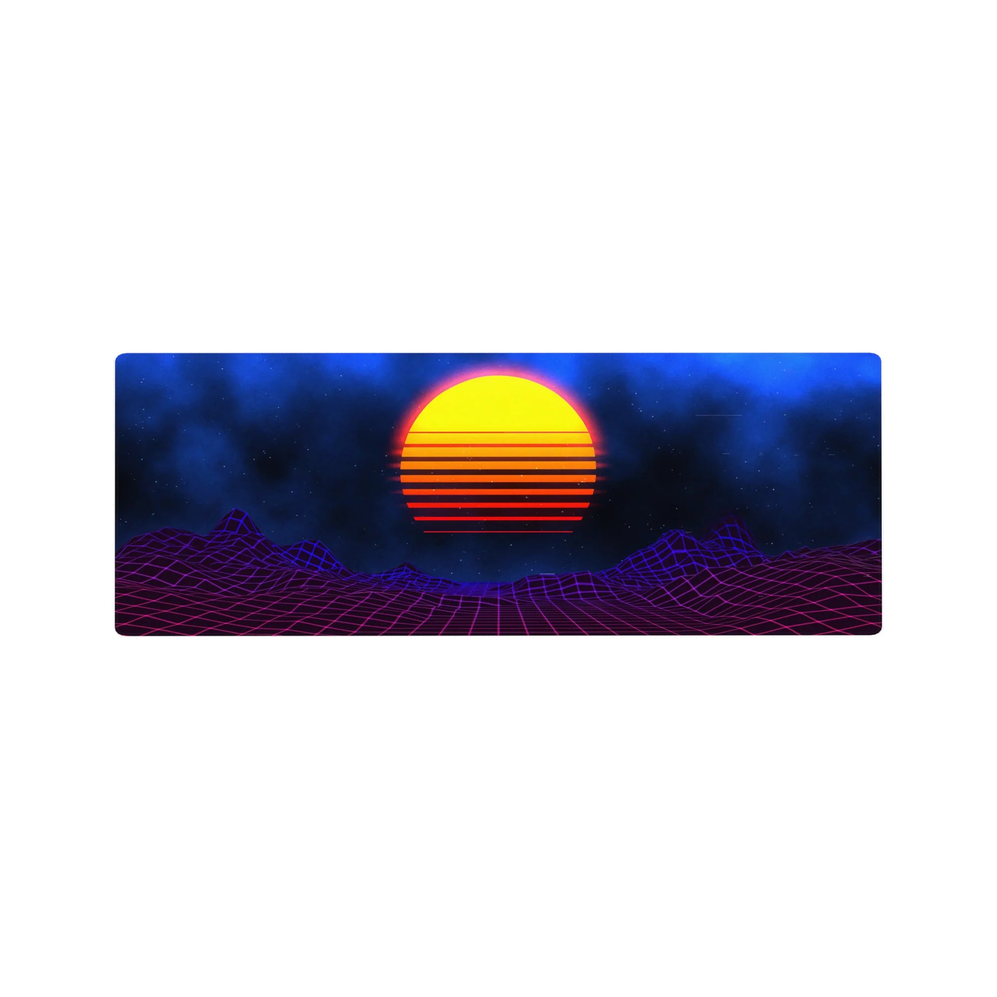 Retrowave - Vaporwave Deskmat | Mousepad | Deskpad - Cosmic Sunset Grid - AniChan