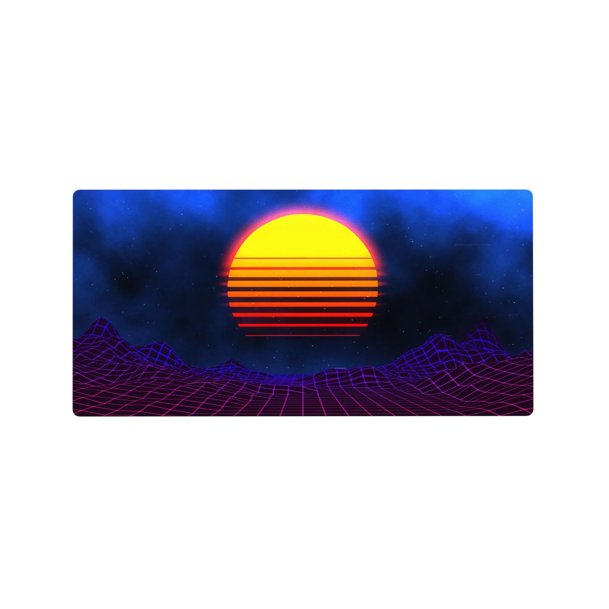 Retrowave - Vaporwave Deskmat | Mousepad | Deskpad - Cosmic Sunset Grid - AniChan