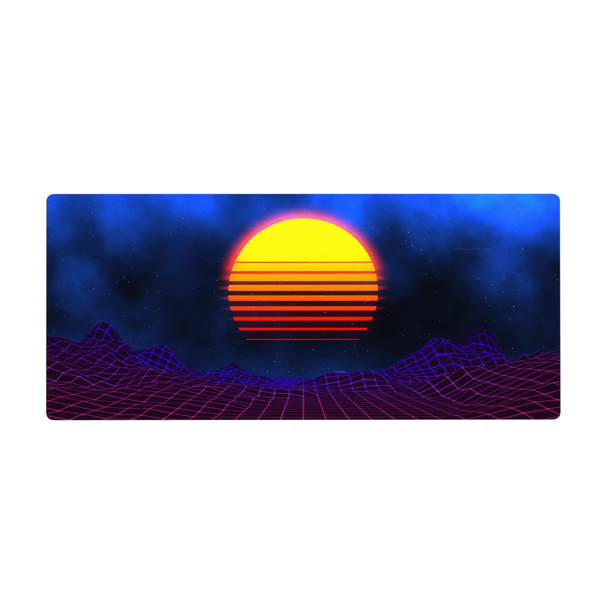 Retrowave - Vaporwave Deskmat | Mousepad | Deskpad - Cosmic Sunset Grid - AniChan