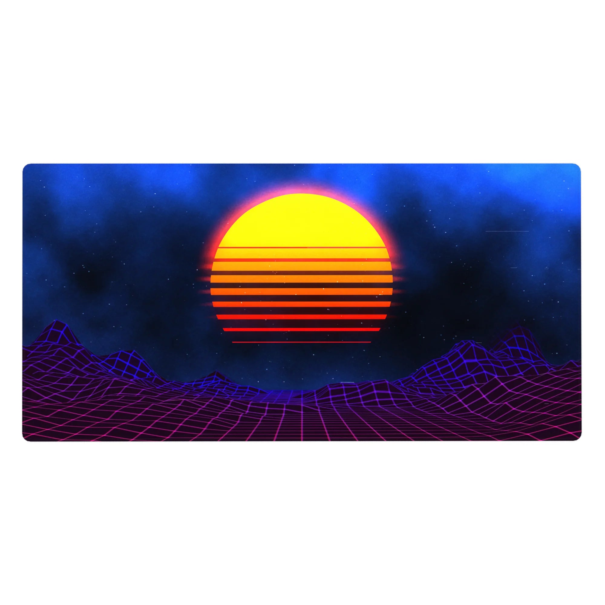 Retrowave - Vaporwave Deskmat | Mousepad | Deskpad - Cosmic Sunset Grid - AniChan