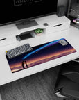 32x12 inches anime mouse pad showing two students leaning close as a bright comet streaks across the stars.