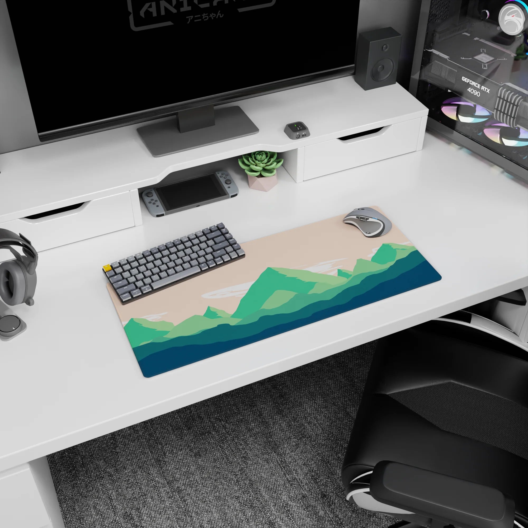 Vector Landscapes Deskmat | Mousepad | Deskpad - Mountain Calm