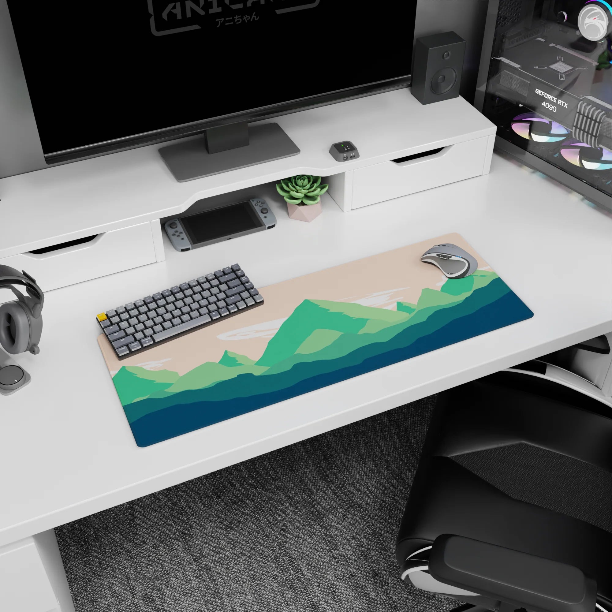 Vector Landscapes Deskmat | Mousepad | Deskpad - Mountain Calm