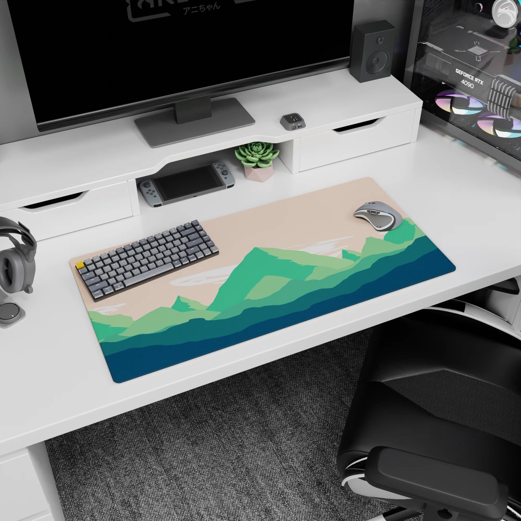 Vector Landscapes Deskmat | Mousepad | Deskpad - Mountain Calm