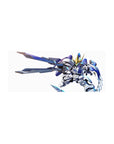 Chibi Gundam-style anime mouse pad 28x12 inches with gold horned mecha and oversized blades.