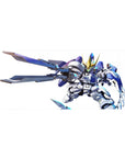 Chibi Gundam-style anime desk pad, oversized blades and gold horn accents, 36x16 inches.