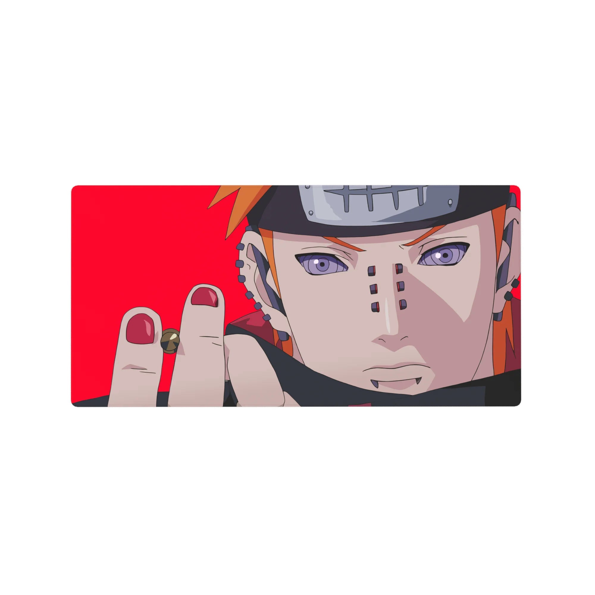 32x16 inches anime mouse pad featuring Pain (Nagato) with Rinnegan eyes, metal headband, and piercings.