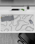 Topographic (Topo) Deskmat | Mousepad | Deskpad - Monochrome Contours - AniChan