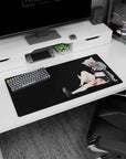 32x16 inches mouse pad showing a lounging fox-eared anime girl with amber sunglasses and bold thigh tattoo pattern.