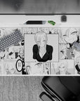 Black-and-white dot-shade anime desk pad 40x20 inches with bold contrast and flirty, chaotic energy.