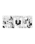 Anime girl manga collage desk mouse pad 28x12 inches with comic panels, speech bubbles, and dot shading.