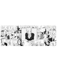 Flirty manga collage anime girl mouse pad, 32x12 inches, with comic panels, dot shading, and bold bubbles.