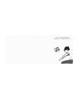 28x12 inches anime mouse pad with dynamic volleyball defense sketch in clean black-and-white ink.