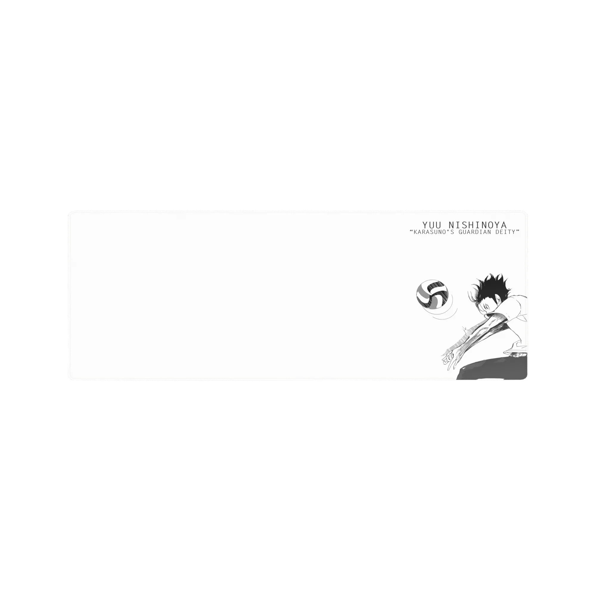 32x12 inches anime mouse pad with dynamic volleyball defense illustration and minimal Karasuno jersey lines.