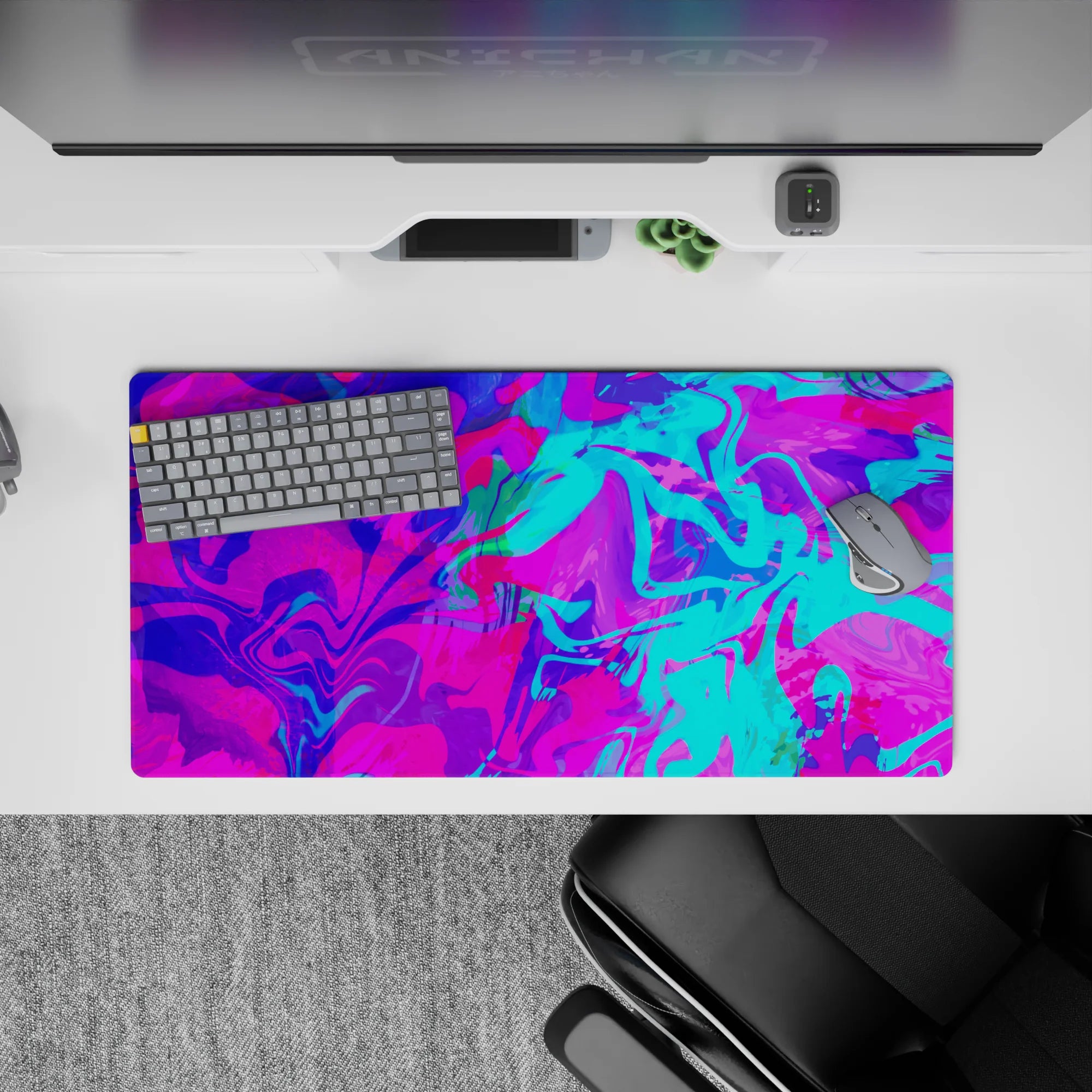 Liquid Abstract Deskmat | Mousepad | Deskpad - Neon Vortex - AniChan