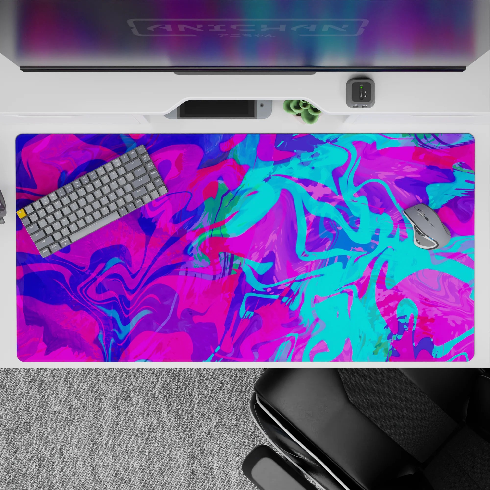 Liquid Abstract Deskmat | Mousepad | Deskpad - Neon Vortex - AniChan