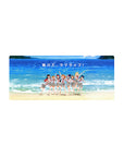 Love Live! Sunshine!! anime girl mouse pad 28x12 inches with Aqours in school uniforms by the sea.
