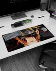 Naruto Uzumaki front with Sasuke Uchiha behind, Sharingan glare scene anime mouse pad, 32x16 inches.
