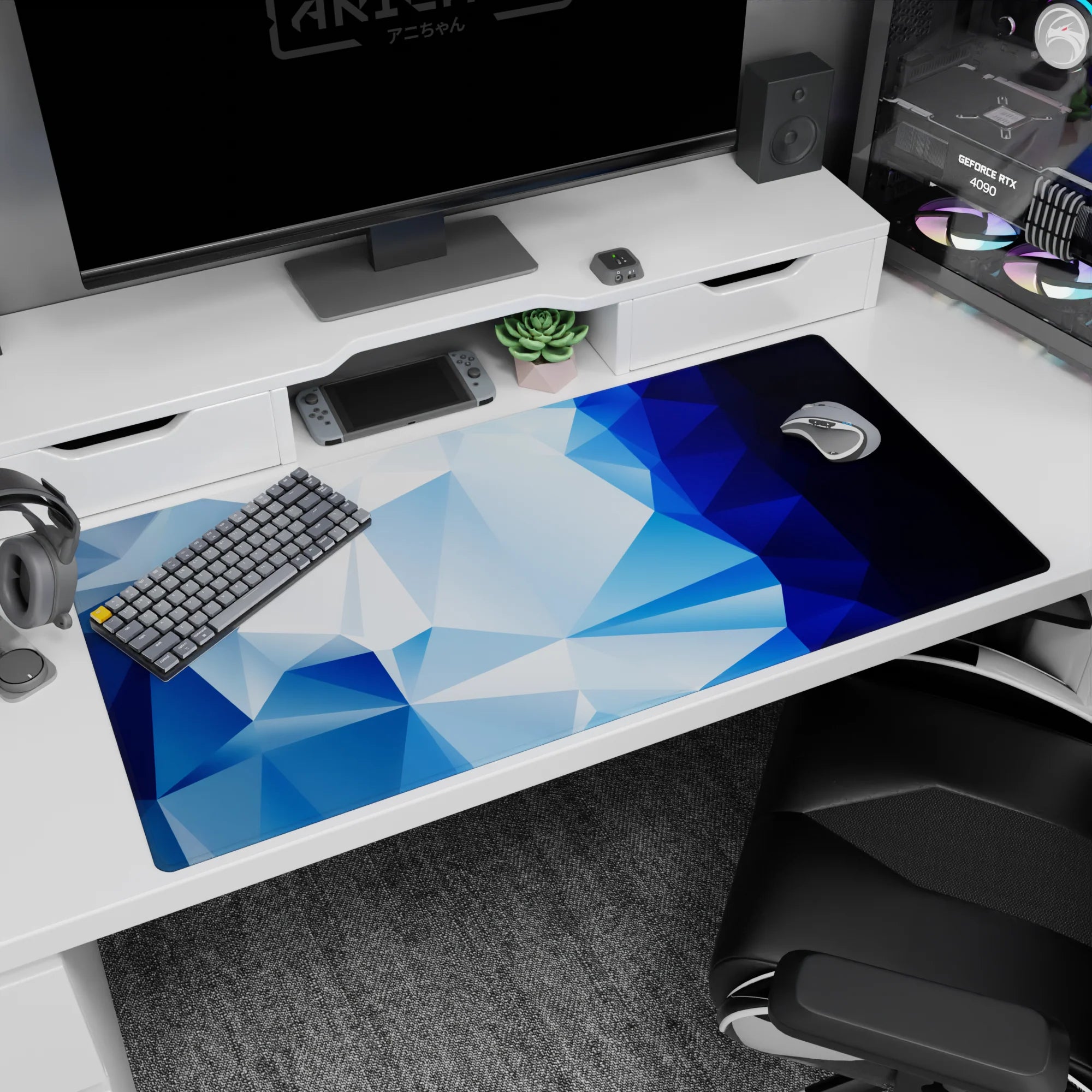 Geometry Abstract Deskmat | Mousepad | Deskpad - Icy Prism - AniChan