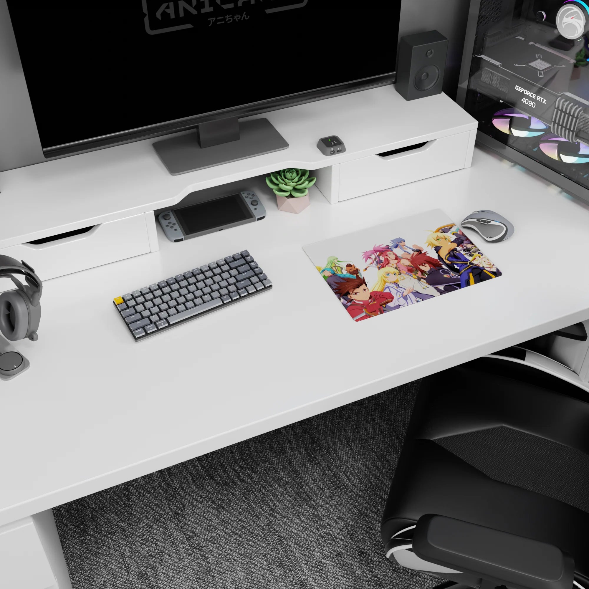 Hero squad poster-style scene with determined faces and goofy side characters on mouse pad, 14x10 inches.
