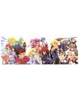 Anime mouse pad 32x12 inches featuring a full party lineup with swords, capes, and side characters.