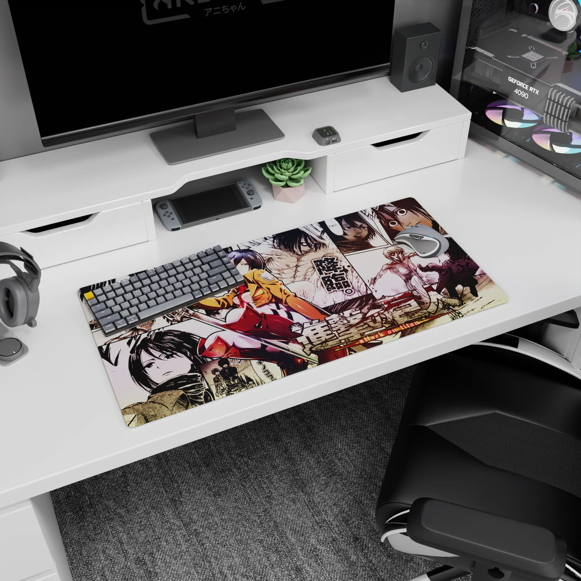 Attack on Titan - Anime Mouse Pad and Desk Pad - Mikasa: Wings of Battle - AniChan