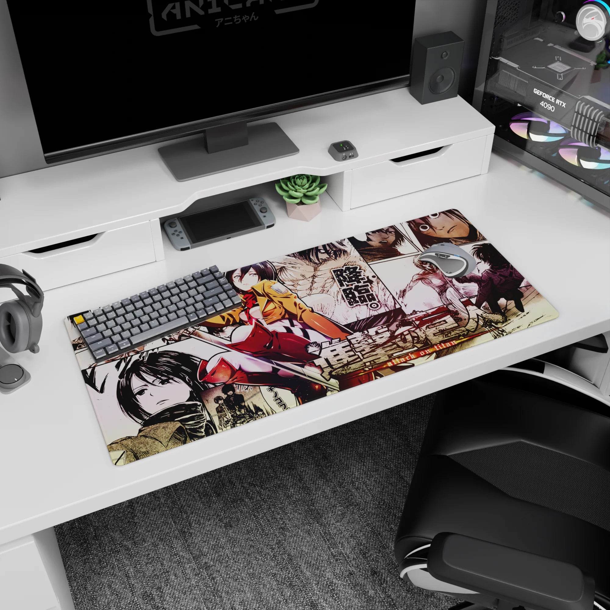 Attack on Titan - Anime Mouse Pad and Desk Pad - Mikasa: Wings of Battle - AniChan