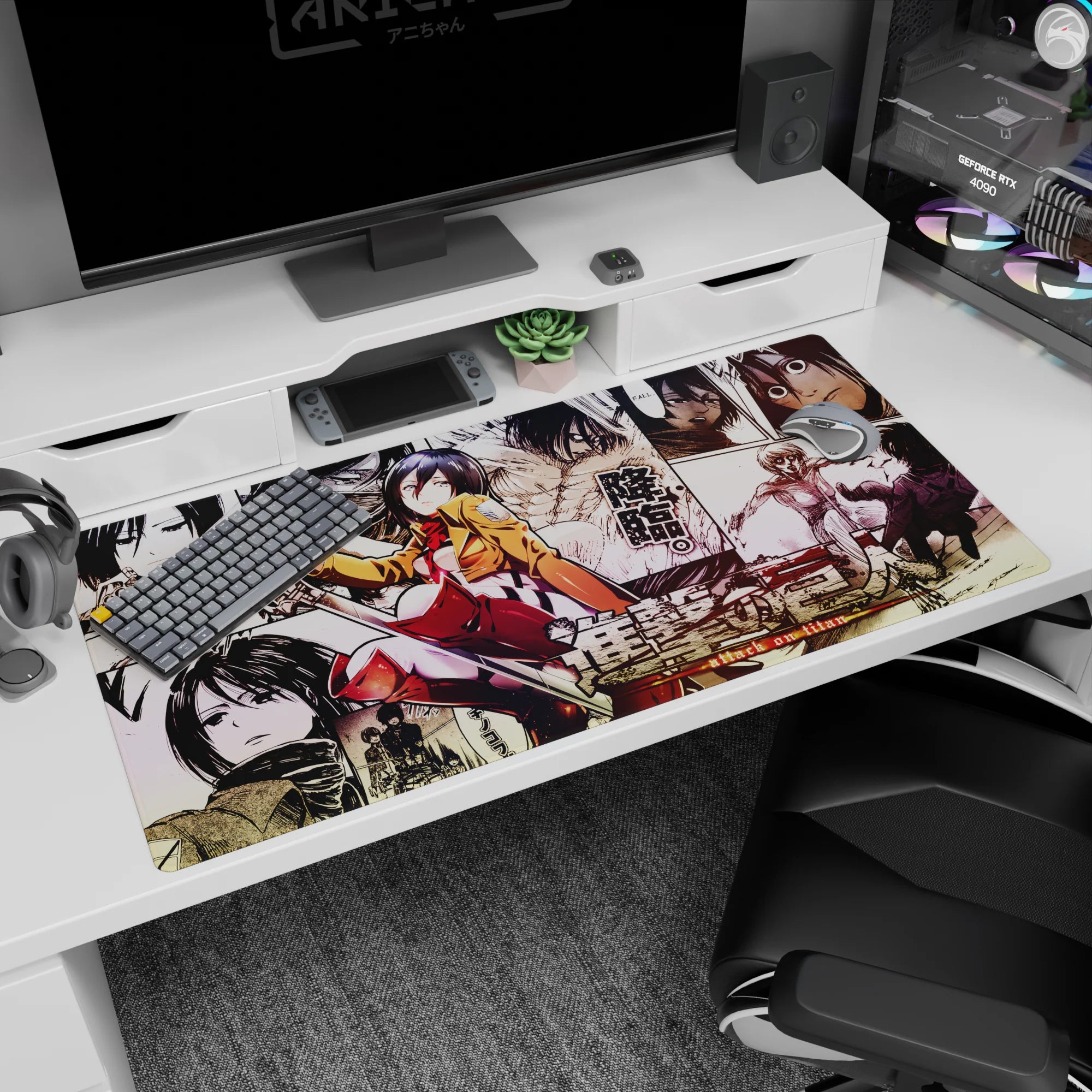 Attack on Titan - Anime Mouse Pad and Desk Pad - Mikasa: Wings of Battle - AniChan