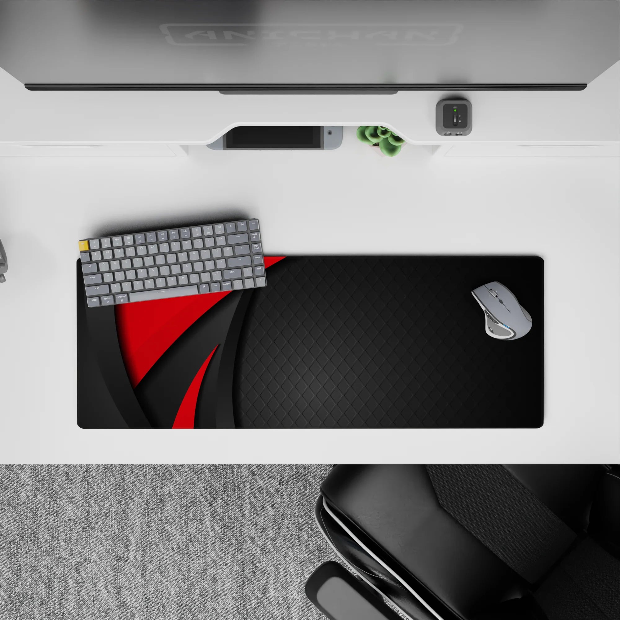 Abstract Deskmat | Mousepad | Deskpad - Red Precision - AniChan