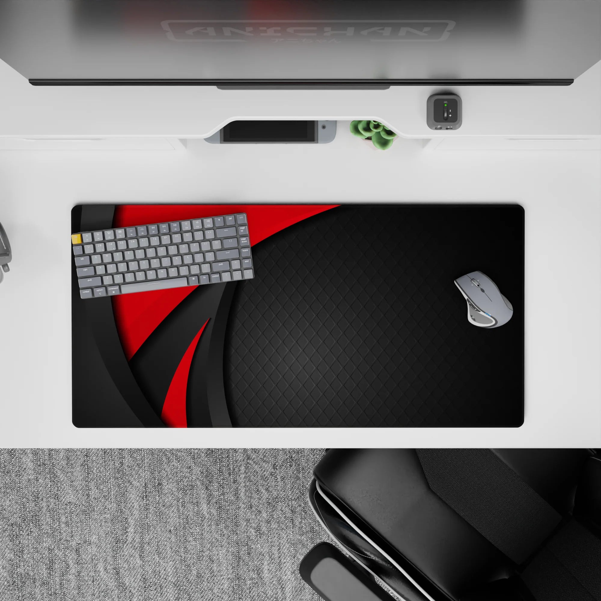 Abstract Deskmat | Mousepad | Deskpad - Red Precision - AniChan