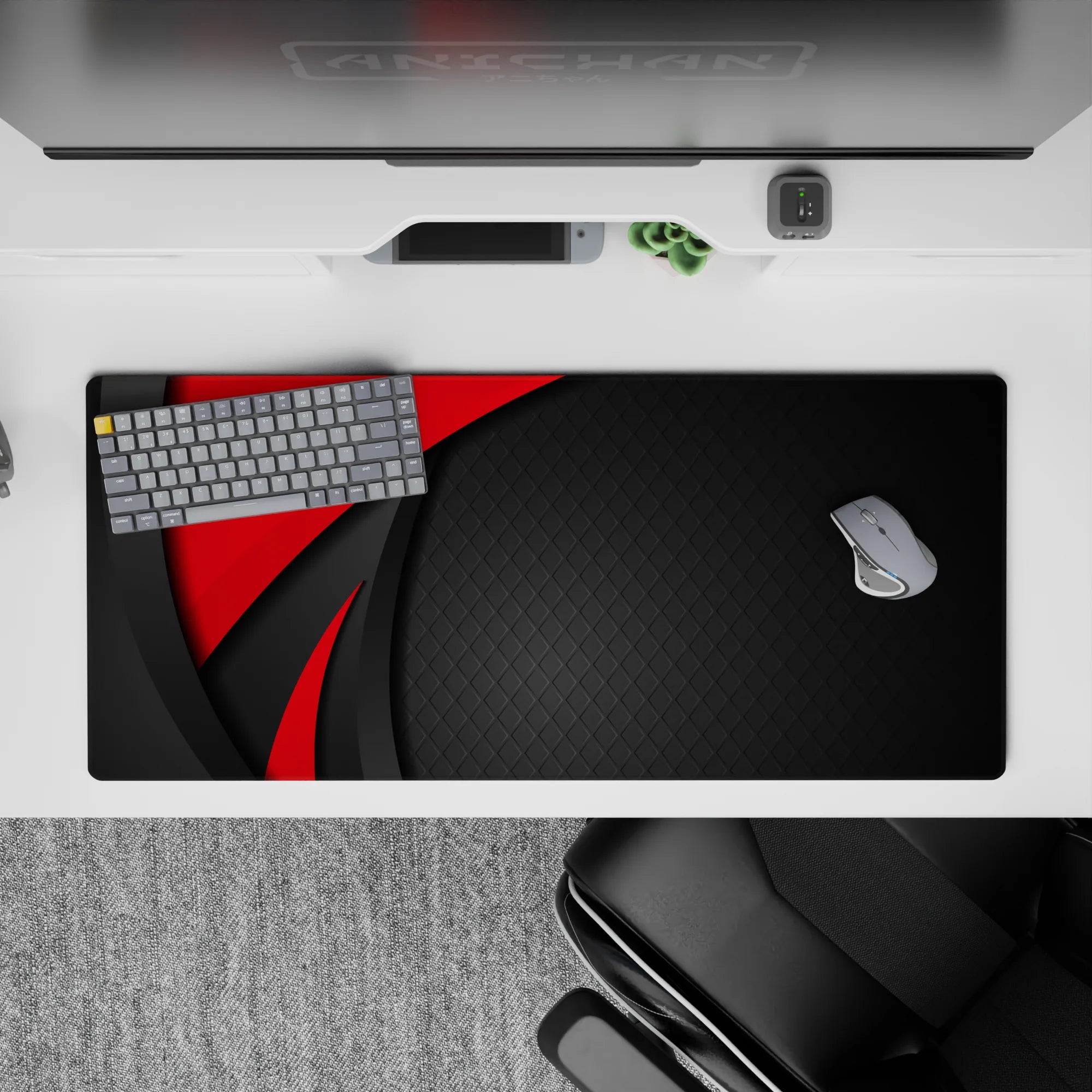 Abstract Deskmat | Mousepad | Deskpad - Red Precision - AniChan