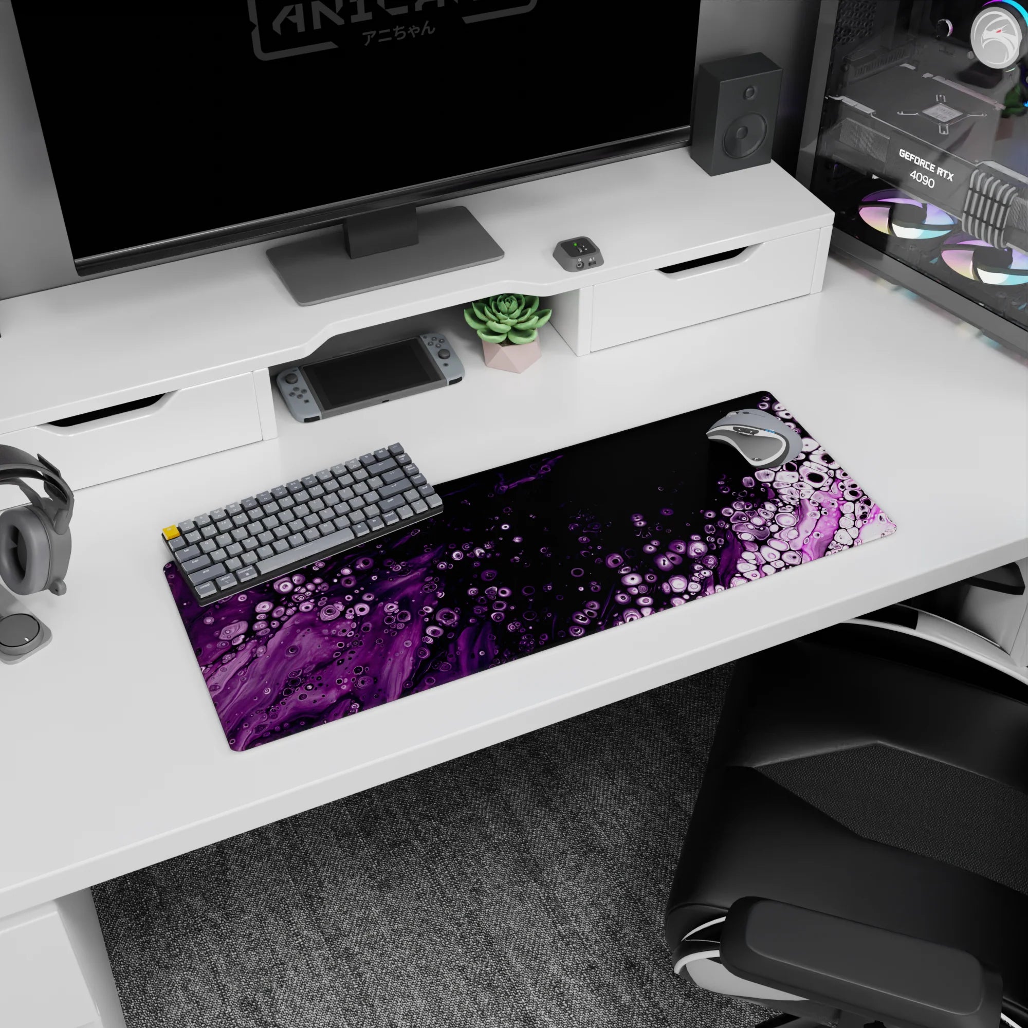 Liquid Abstract Deskmat | Mousepad | Deskpad - Nebula Bubbles