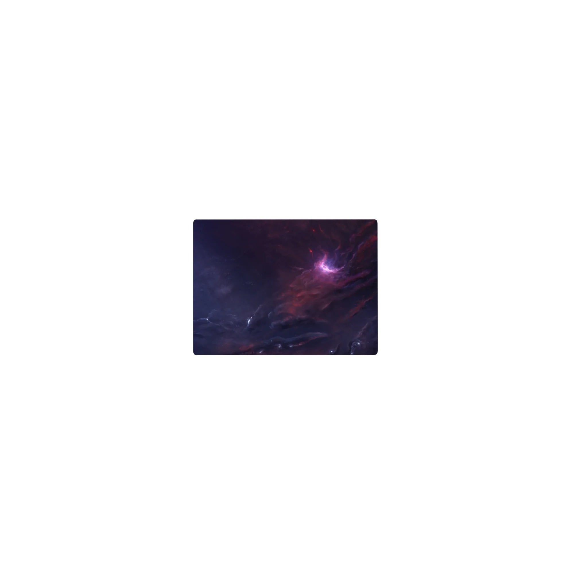 Classic 14x10 inches mouse pad with hand-painted galaxy clouds in navy, purple, and soft pink nebula glow.