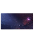 Galaxy swirl desk mouse pad 32x16 inches with hand-painted clouds and soft nebula glow.