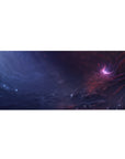 Galaxy swirl desk pad 36x16 inches with hand-painted stormy clouds and nebula glow design.