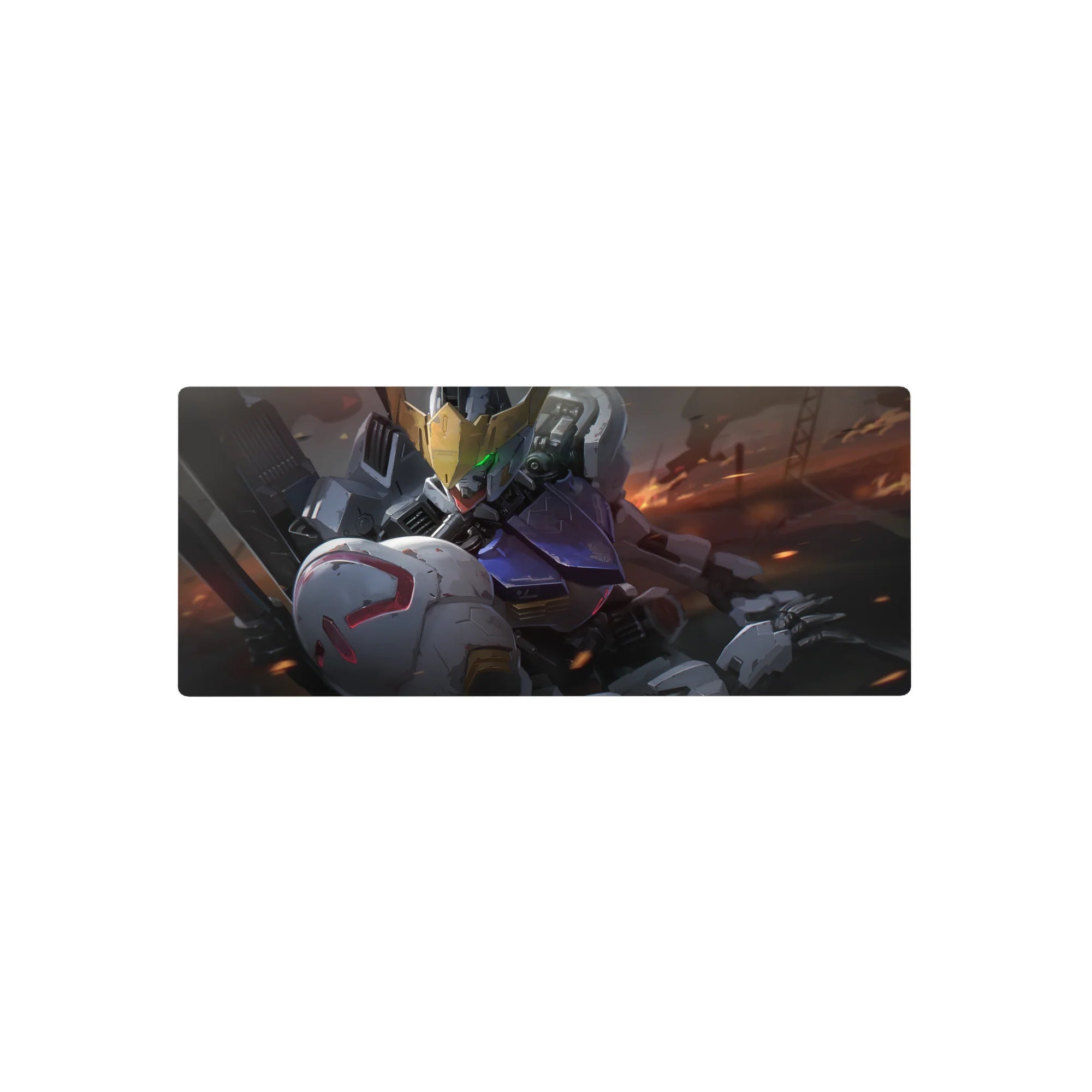 28x12 inches anime mouse pad with Gundam Barbatos battle design, clean edge and smooth glide.