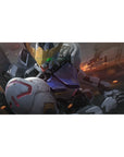 40x20 inches anime desk pad with mecha armor panels, smoke, sparks, and premium smooth-glide edge.