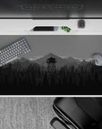 Vector Landscapes Deskmat | Mousepad | Deskpad - Monochrome Watchtower