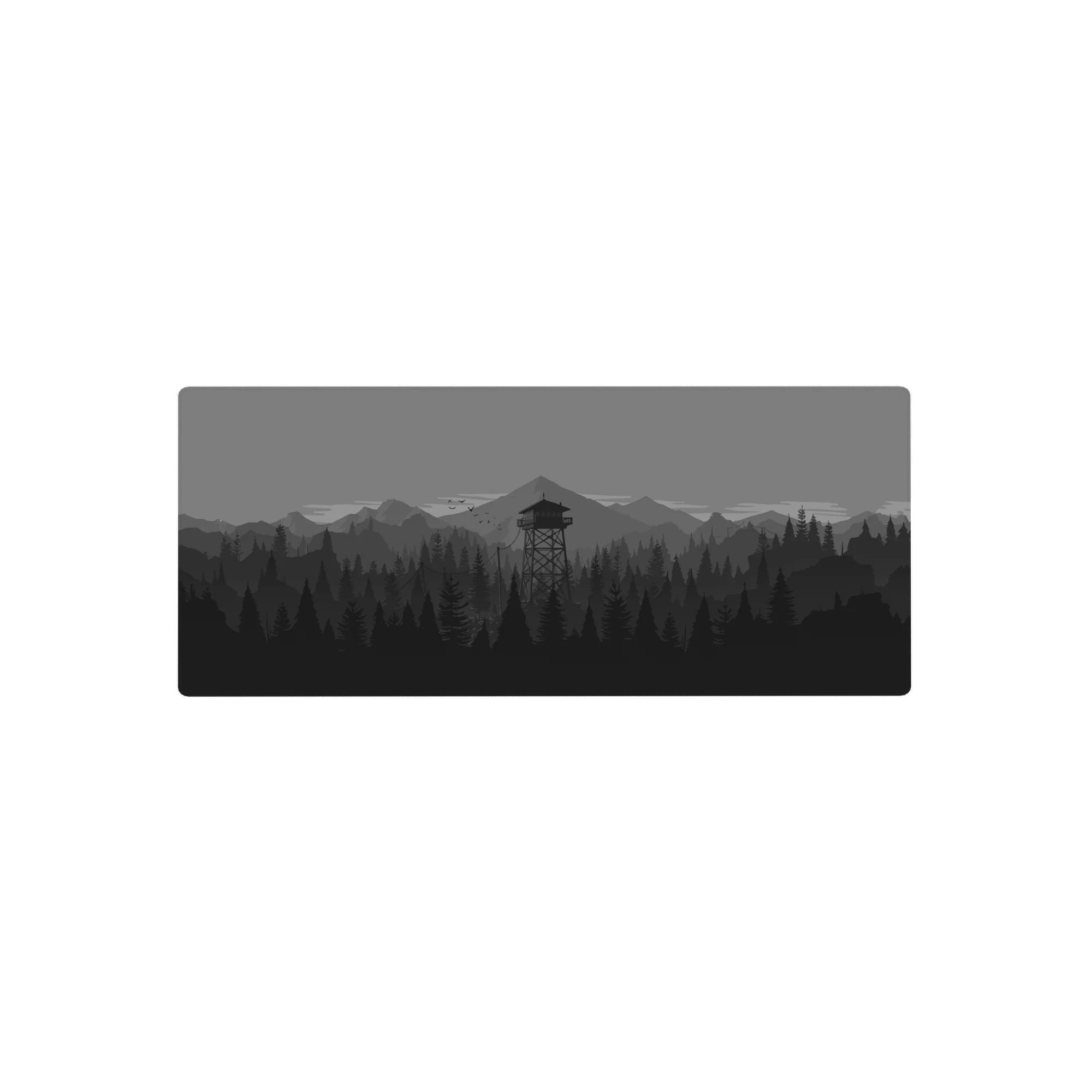 Vector Landscapes Deskmat | Mousepad | Deskpad - Monochrome Watchtower