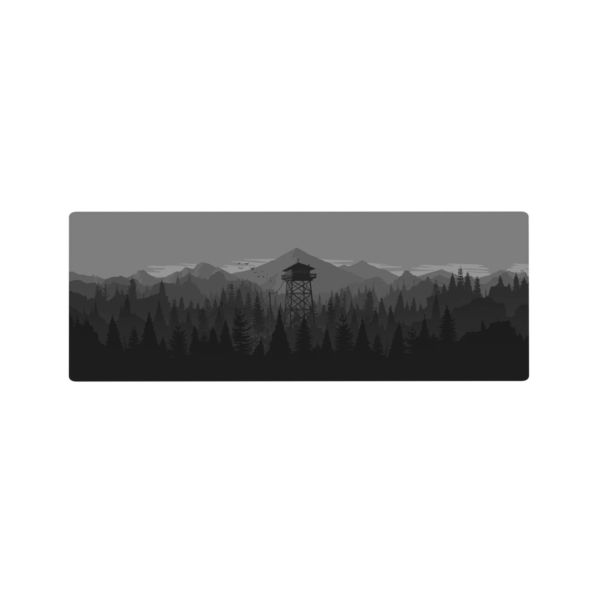 Vector Landscapes Deskmat | Mousepad | Deskpad - Monochrome Watchtower