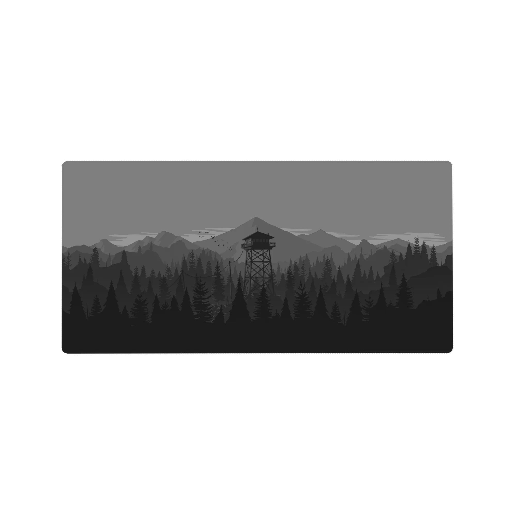 Vector Landscapes Deskmat | Mousepad | Deskpad - Monochrome Watchtower