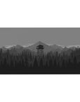 Vector Landscapes Deskmat | Mousepad | Deskpad - Monochrome Watchtower