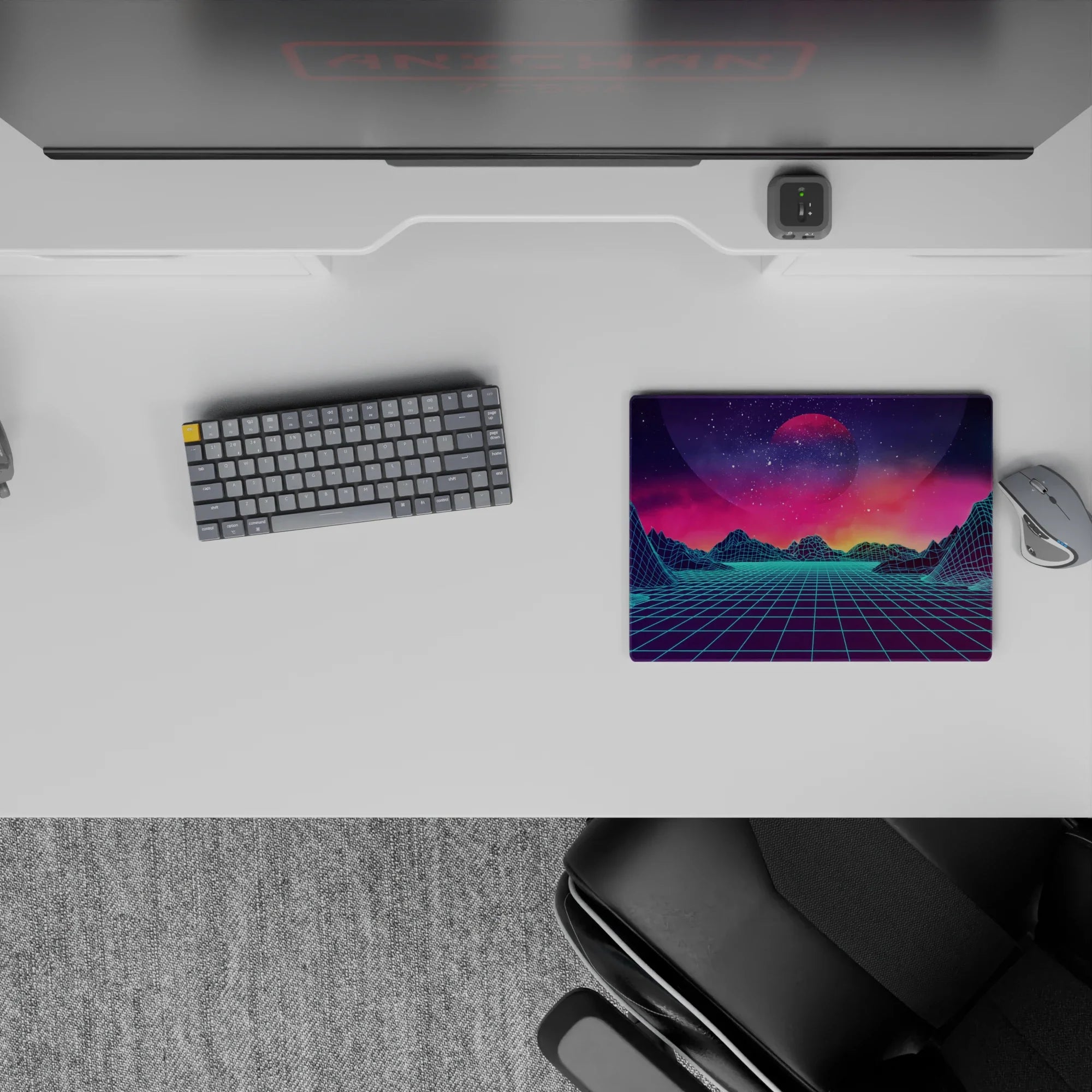 Retrowave - Vaporwave Deskmat | Mousepad | Deskpad - Neon Horizon Dreams