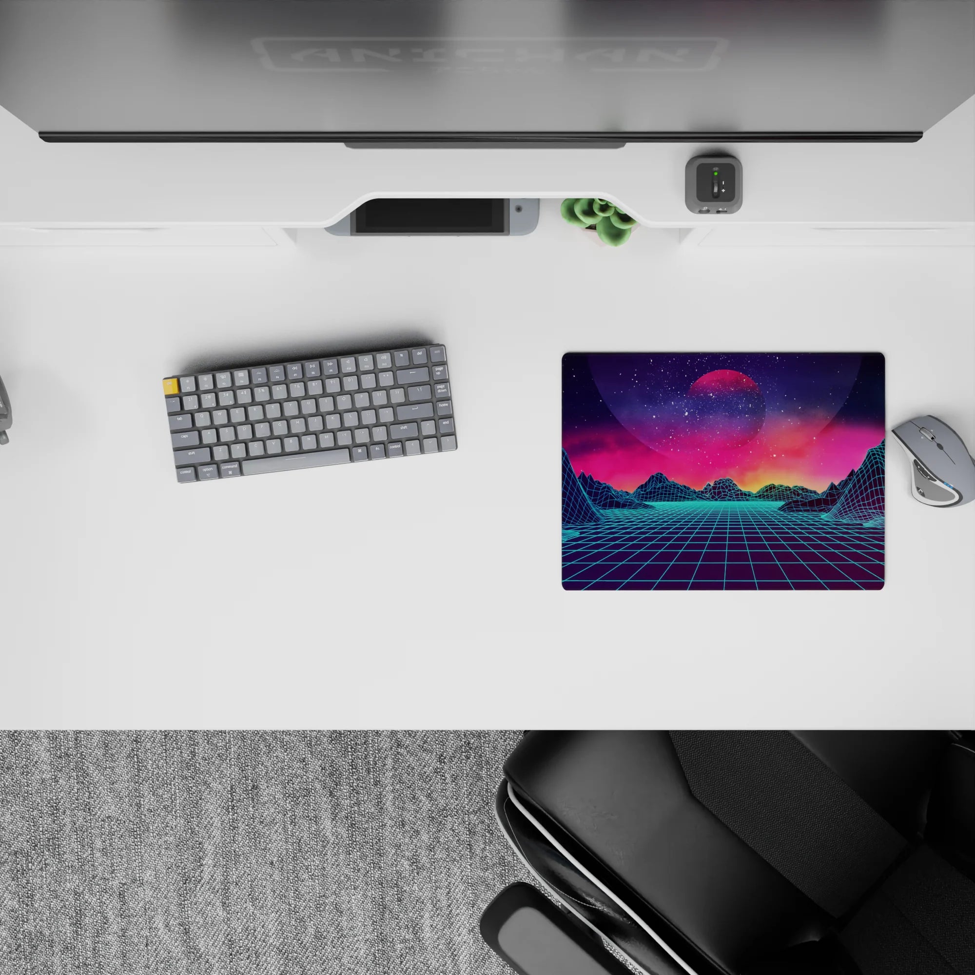 Retrowave - Vaporwave Deskmat | Mousepad | Deskpad - Neon Horizon Dreams - AniChan